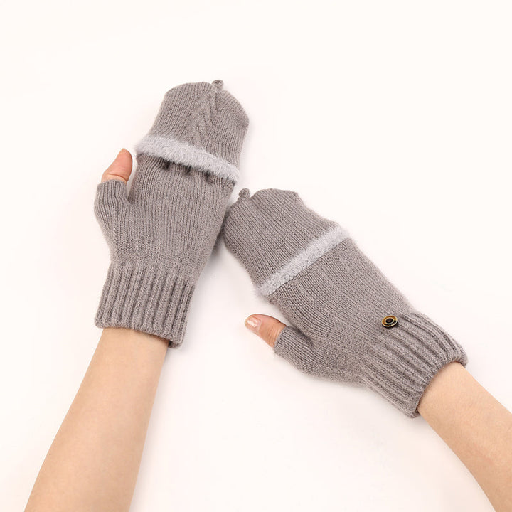 GloveGleam - 編み込みフィンガーレスフリップグローブ