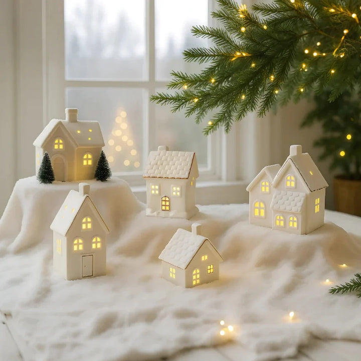 SnowLume - セラミック製クリスマスビレッジ LEDデコレーションセット