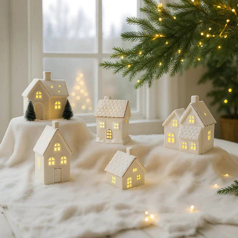 SnowLume - セラミック製クリスマスビレッジ LEDデコレーションセット
