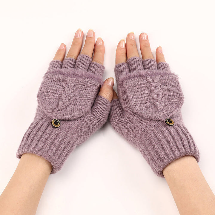 GloveGleam - 編み込みフィンガーレスフリップグローブ