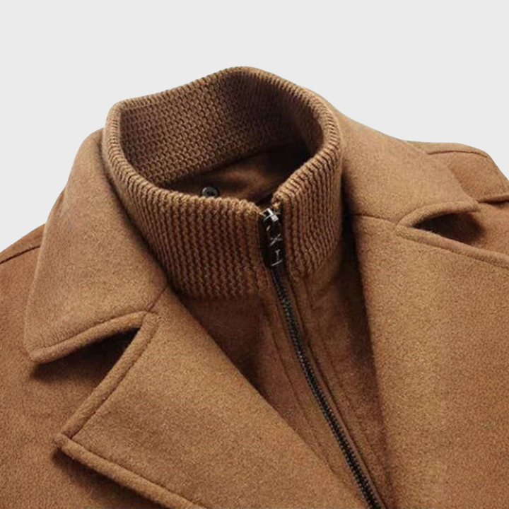Sabron - フロントファスナー付きキルテッドウールコート