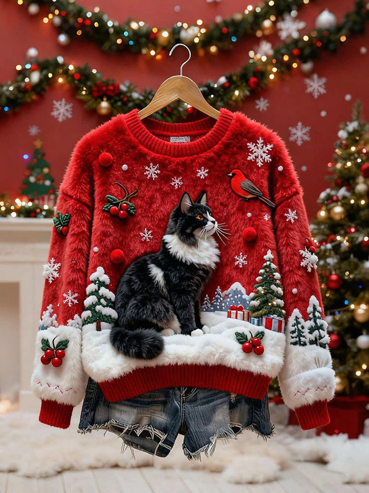 Laetitia - 猫のモチーフのクリスマスセーター