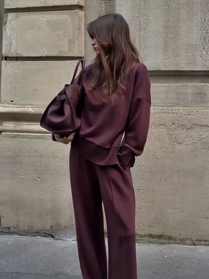 Nogaelle - エレガントなルーズフィットスウェットシャツセット