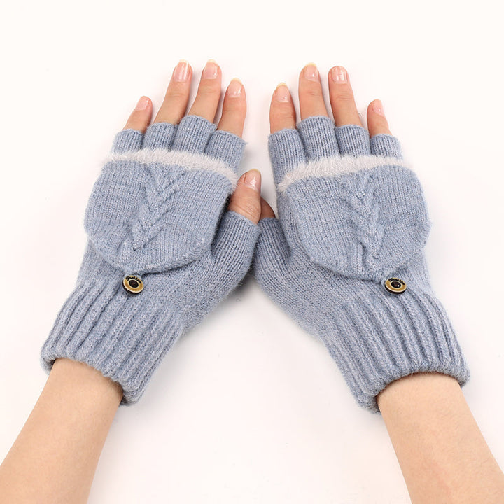 GloveGleam - 編み込みフィンガーレスフリップグローブ