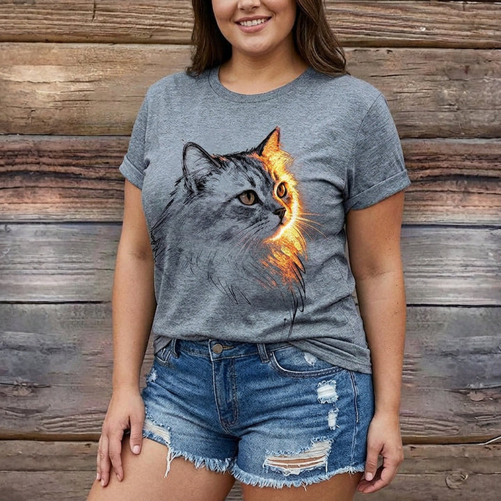 Meyya - カジュアルな猫柄Tシャツ