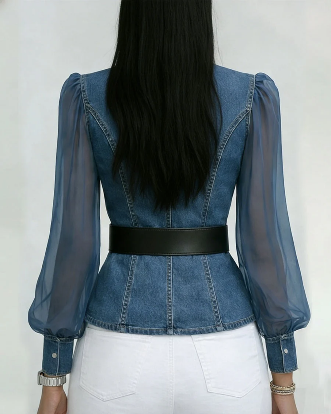 Vessa - シフォンスリーブのデニムトップス