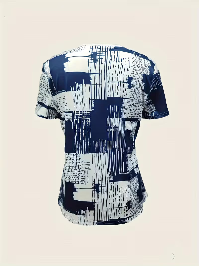 Rosettan - エレガントなVネック半袖Tシャツ