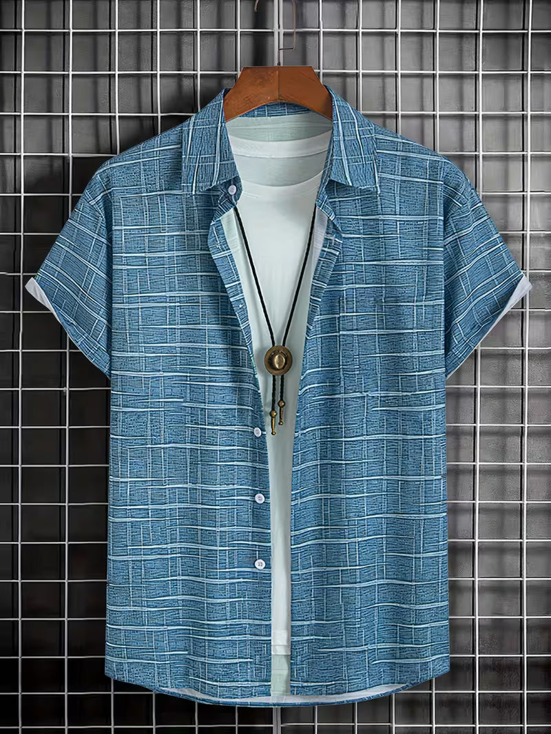Jerrick - ヴィンテージ風幾何学柄シャツ
