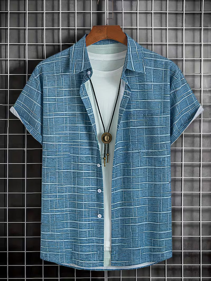 Jerrick - ヴィンテージ風幾何学柄シャツ