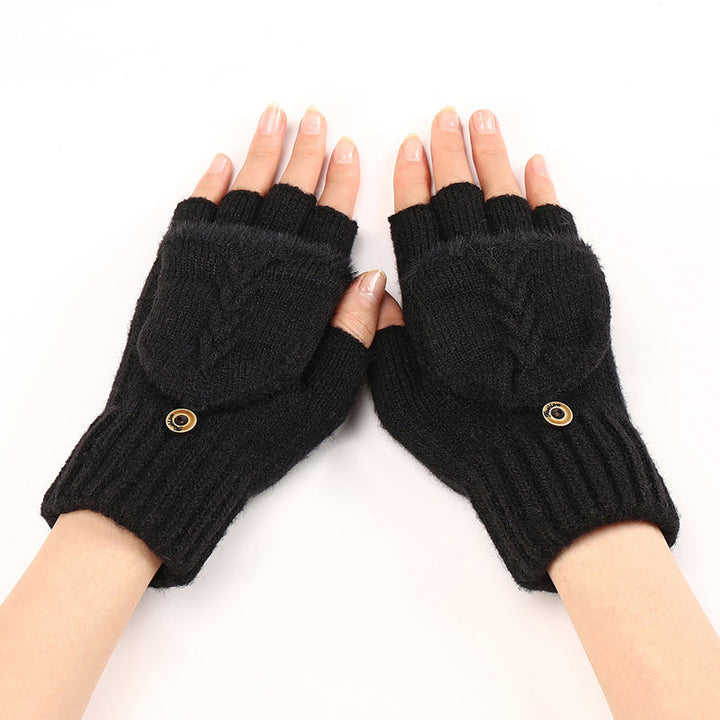 GloveGleam - 編み込みフィンガーレスフリップグローブ