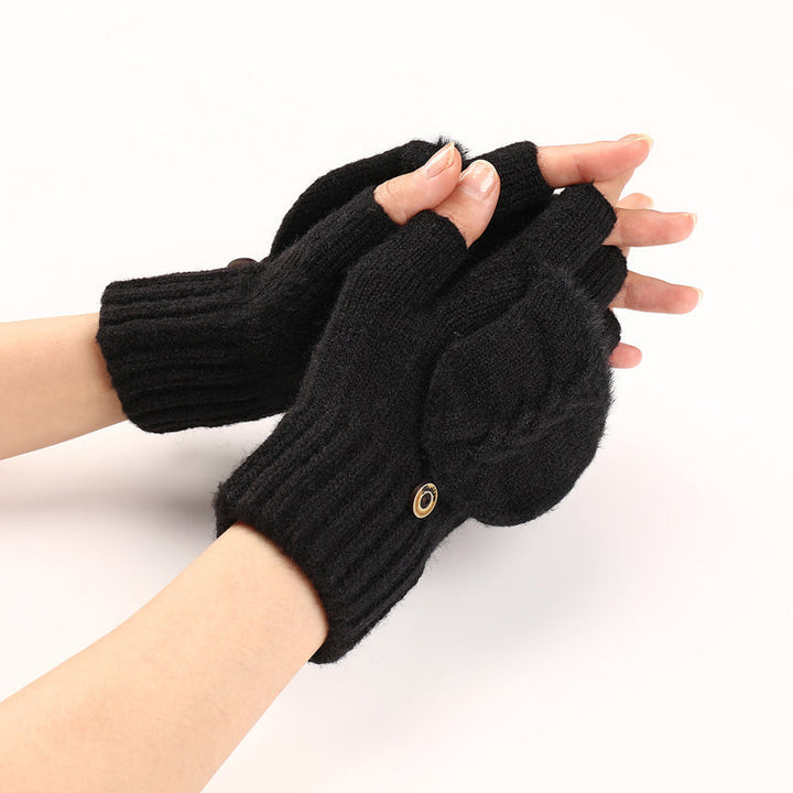 GloveGleam - 編み込みフィンガーレスフリップグローブ