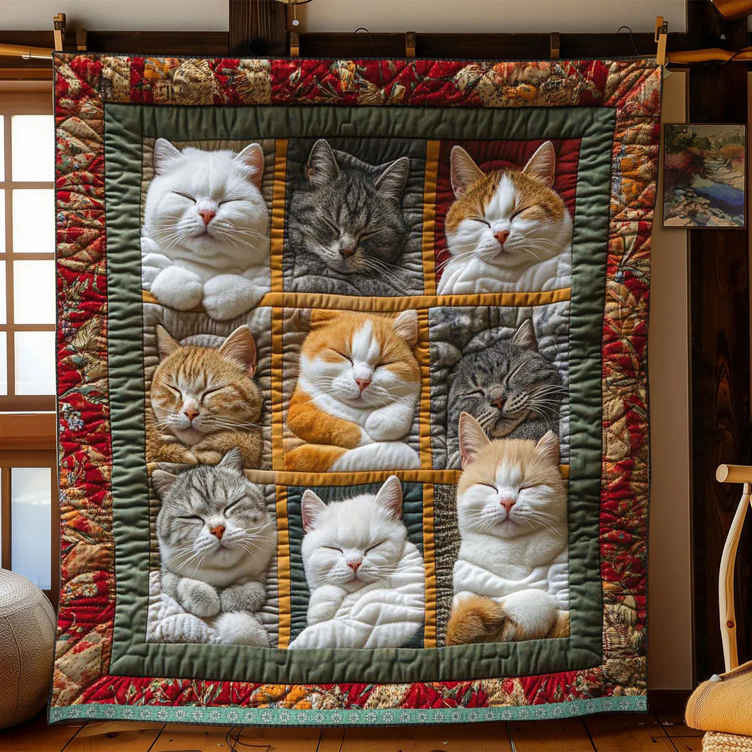 CozyCats -  眠る王室の猫たちがプリントされたブランケット