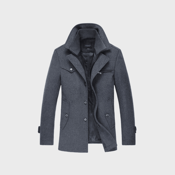 Sabron - フロントファスナー付きキルテッドウールコート