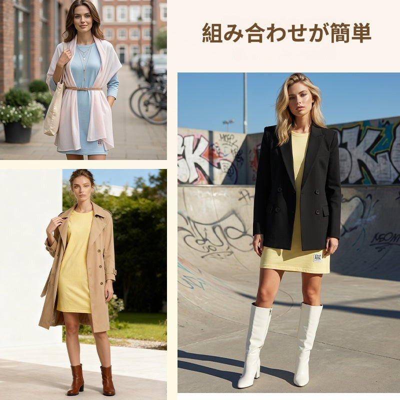 Sidsel - エレガントなラウンドネックTシャツドレス