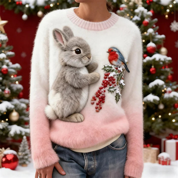 Suzette - クリスマスウサギのぬいぐるみ付きセーター