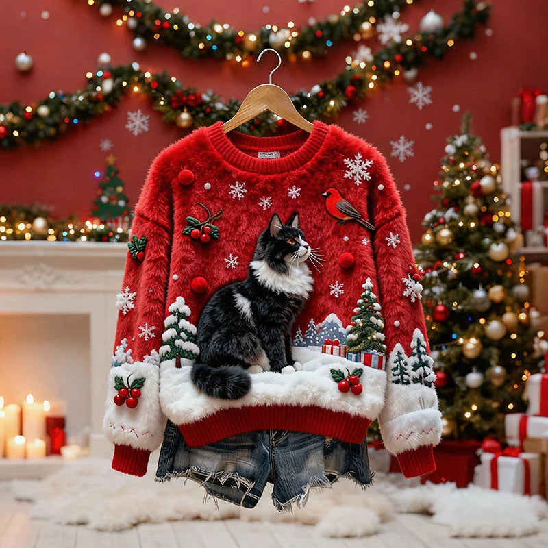 Laetitia - 猫のモチーフのクリスマスセーター