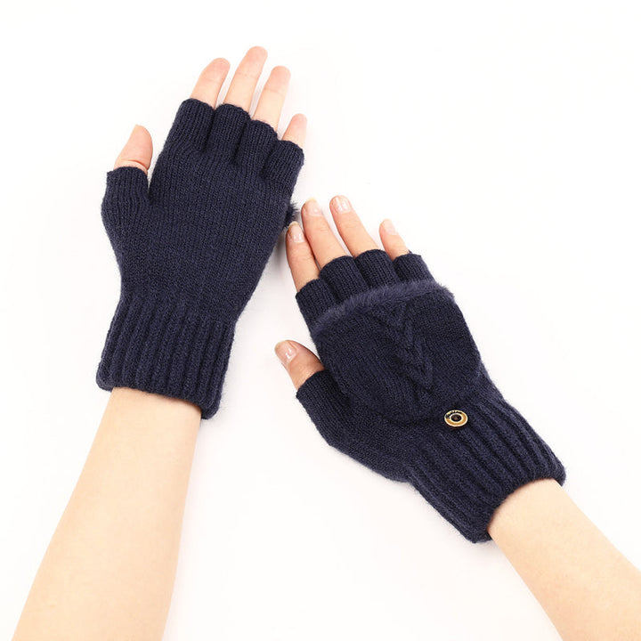GloveGleam - 編み込みフィンガーレスフリップグローブ