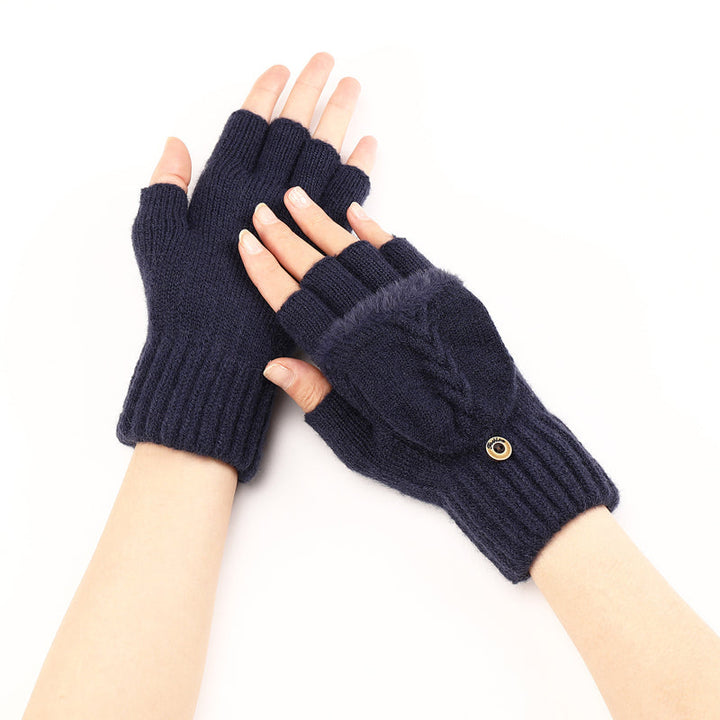 GloveGleam - 編み込みフィンガーレスフリップグローブ
