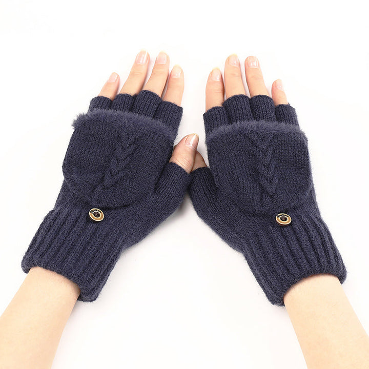 GloveGleam - 編み込みフィンガーレスフリップグローブ