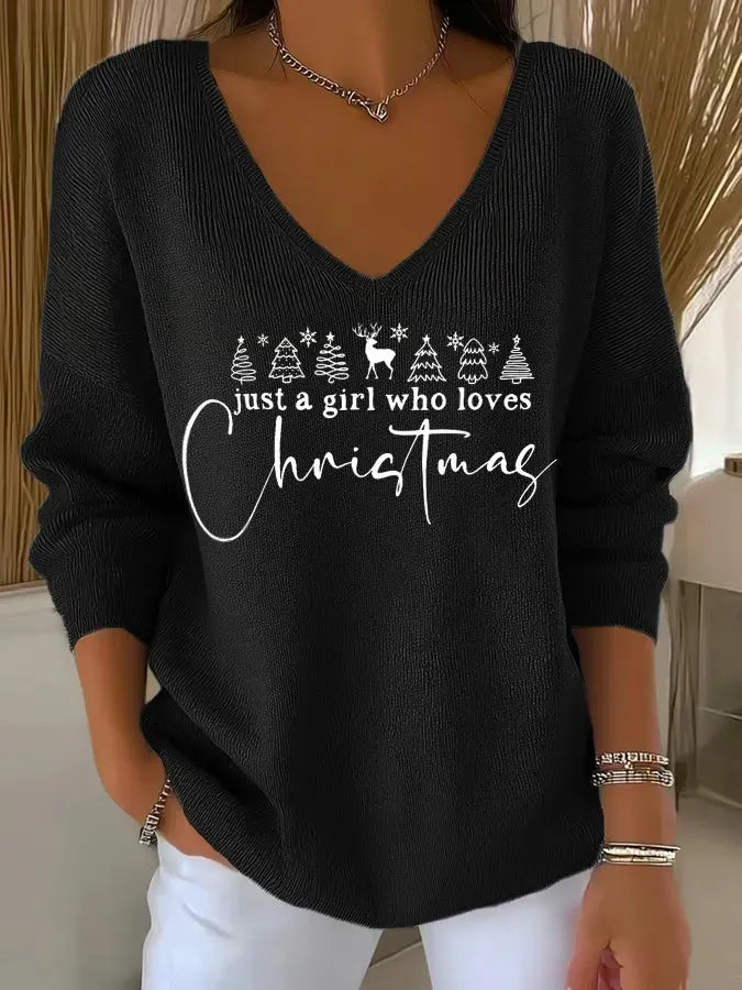 Cailee - クリスマス Vネック Tシャツ