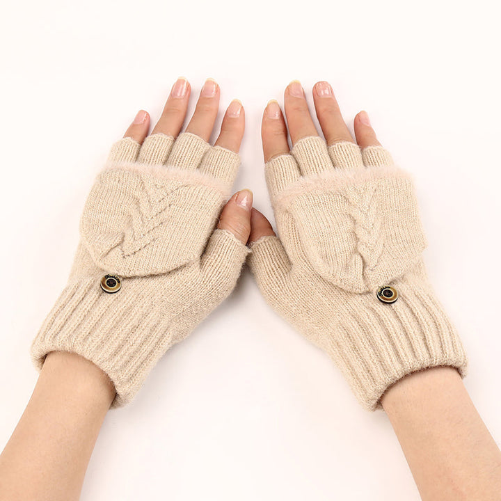 GloveGleam - 編み込みフィンガーレスフリップグローブ