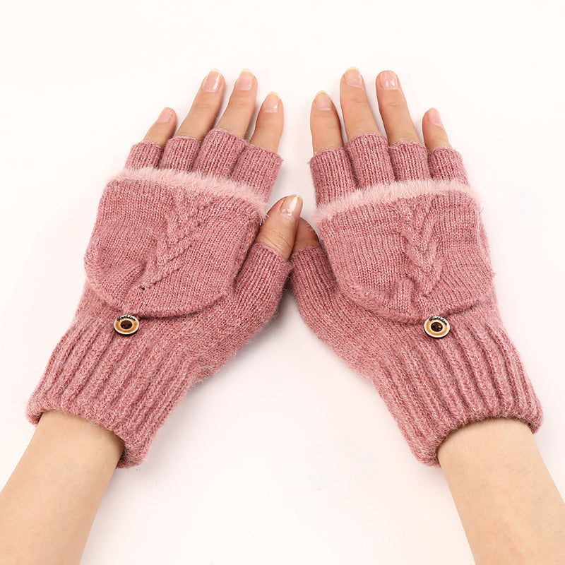 GloveGleam - 編み込みフィンガーレスフリップグローブ