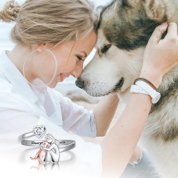 PawRing - 調節可能なシルバー製犬用リング
