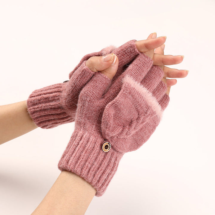 GloveGleam - 編み込みフィンガーレスフリップグローブ