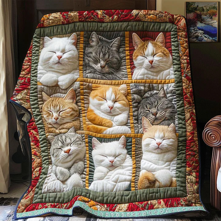 CozyCats -  眠る王室の猫たちがプリントされたブランケット
