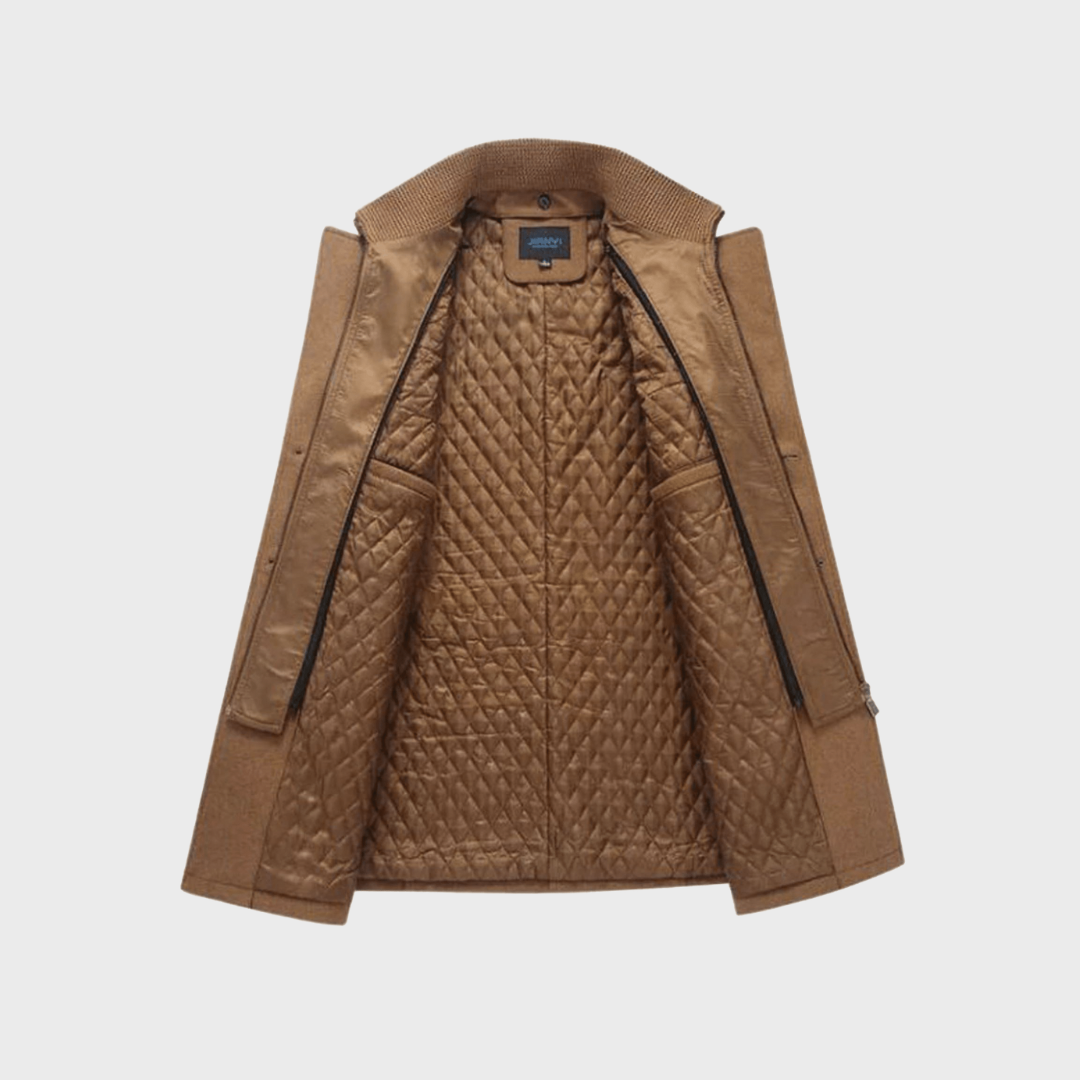 Sabron - フロントファスナー付きキルテッドウールコート