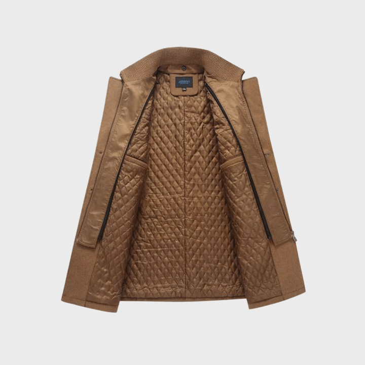 Sabron - フロントファスナー付きキルテッドウールコート