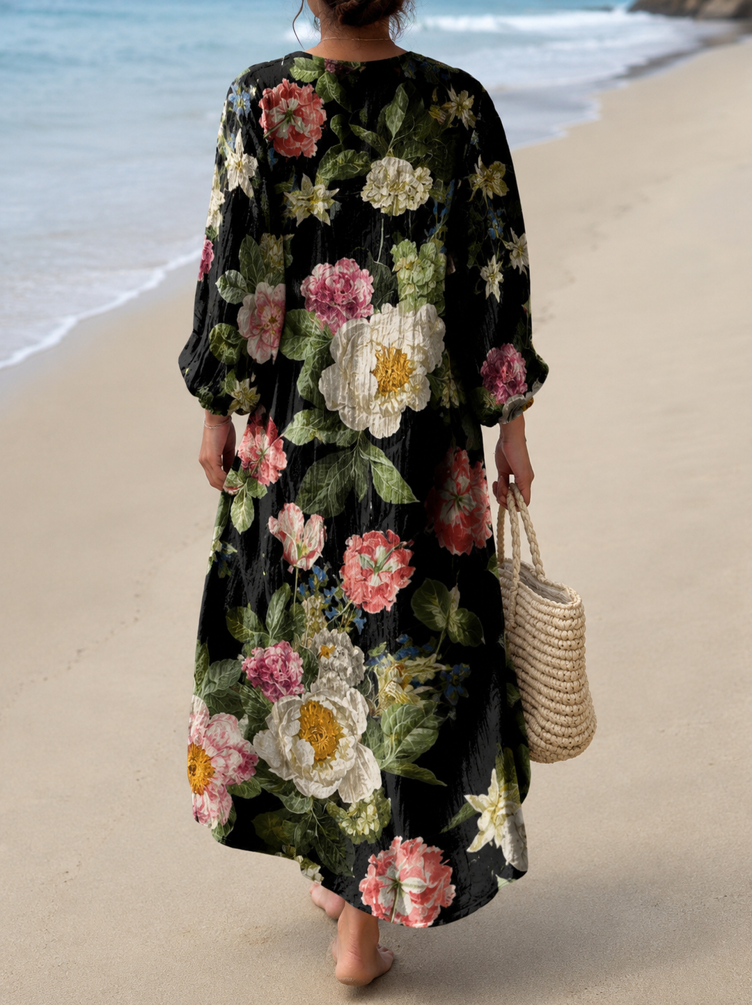 Zylina - フローラルプリント Vネック ミディドレス