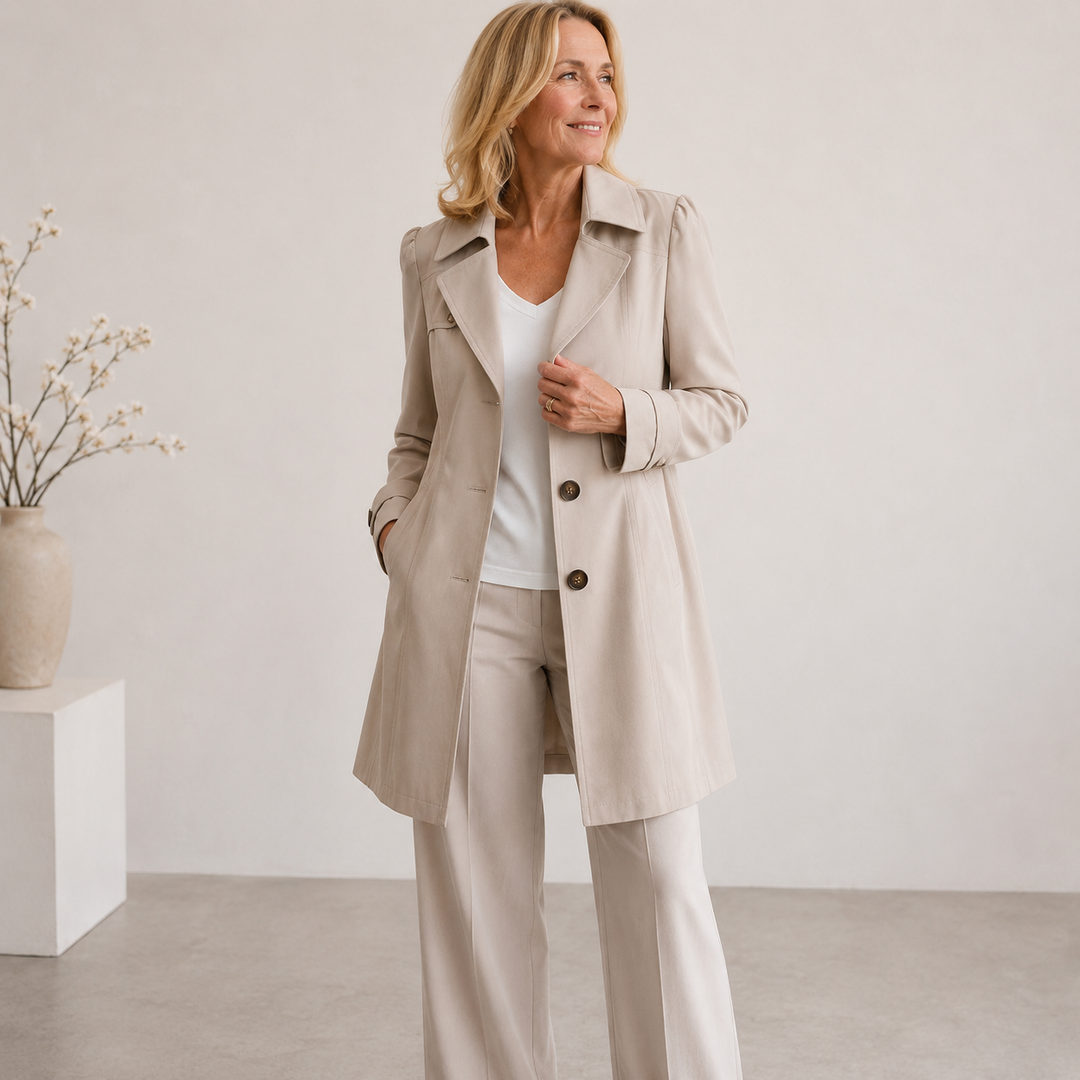 Ellice - ボタン付き長袖トレンチコート