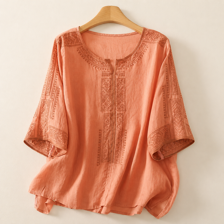 Zaanfi - 刺繍入りリネンブラウス