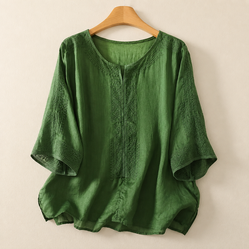 Zaanfi - 刺繍入りリネンブラウス