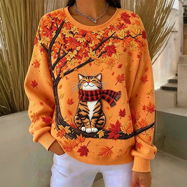 Jivina - Casual Sweatshirt With Cat Print