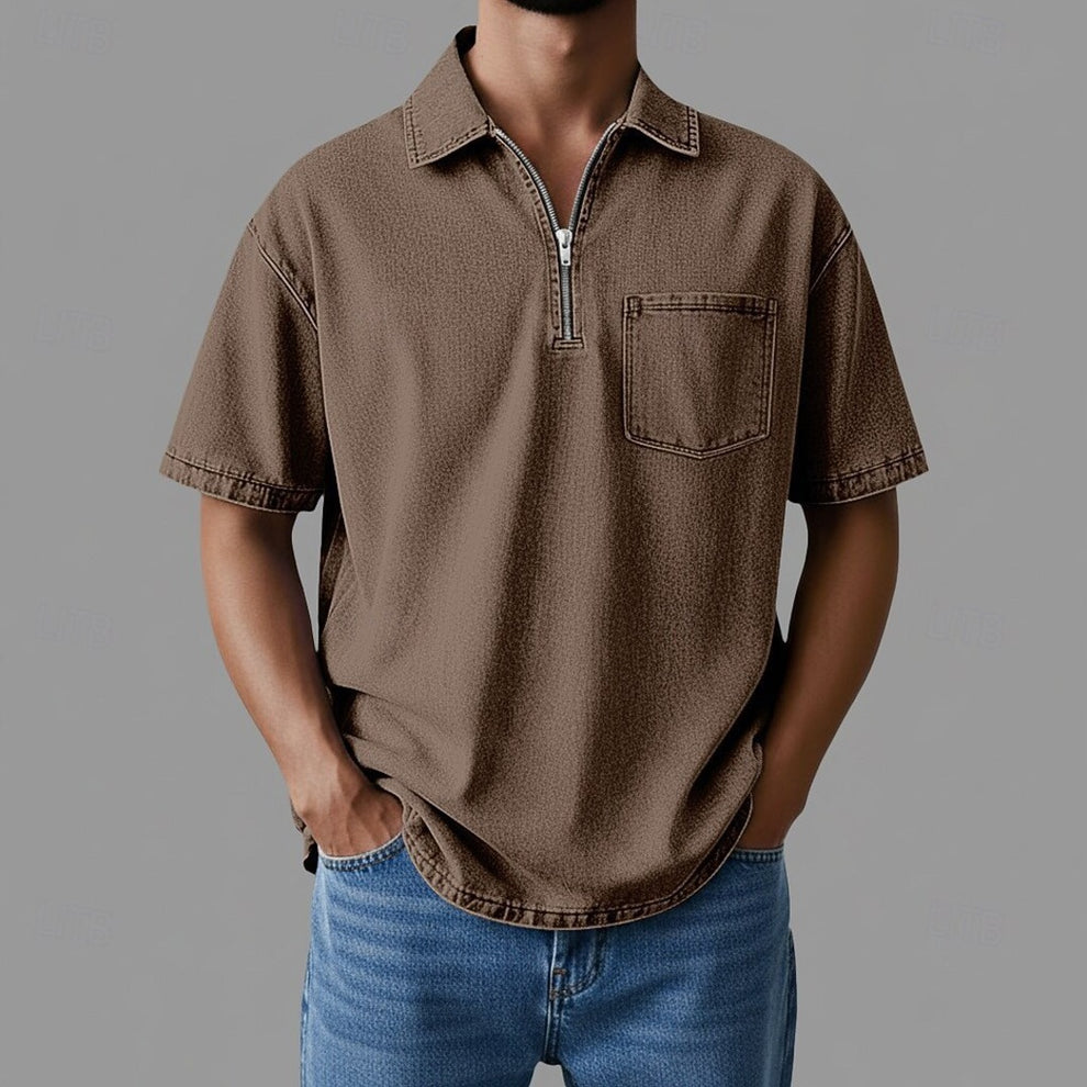 Alhan - デニムコア ジップシャツ