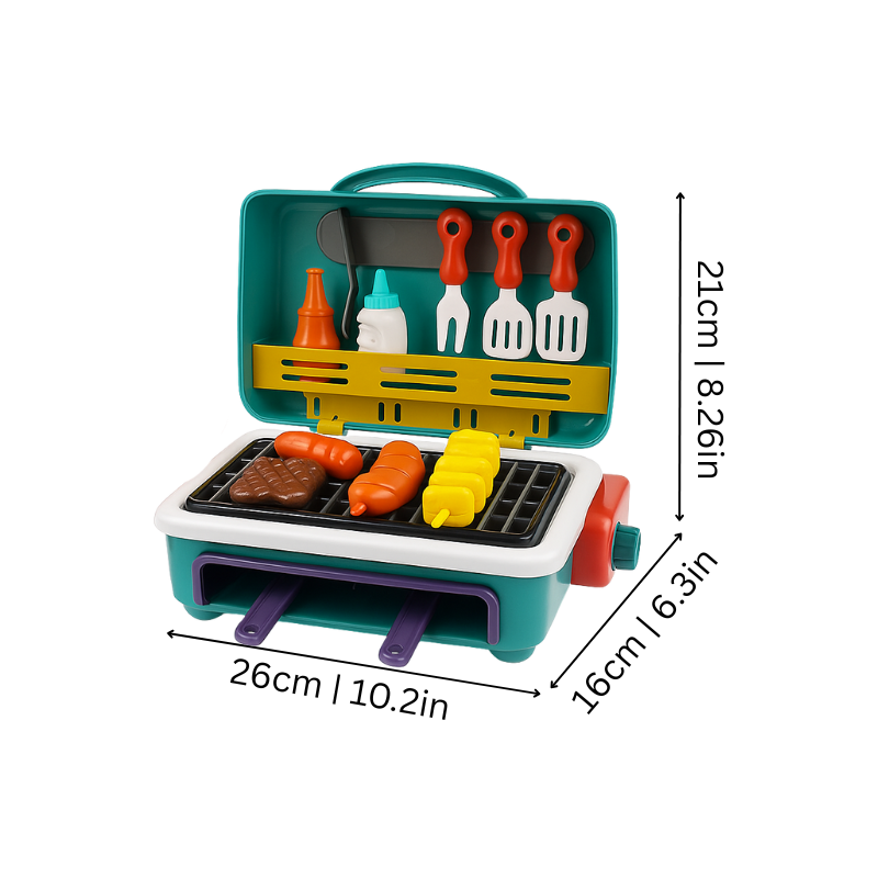 GrillMagic - ジュージューと音を立てるバーベキュー遊具セット（色が変わる食べ物付き）