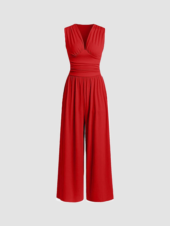 Donna - シックなノースリーブのワイドレッグジャンプスーツ