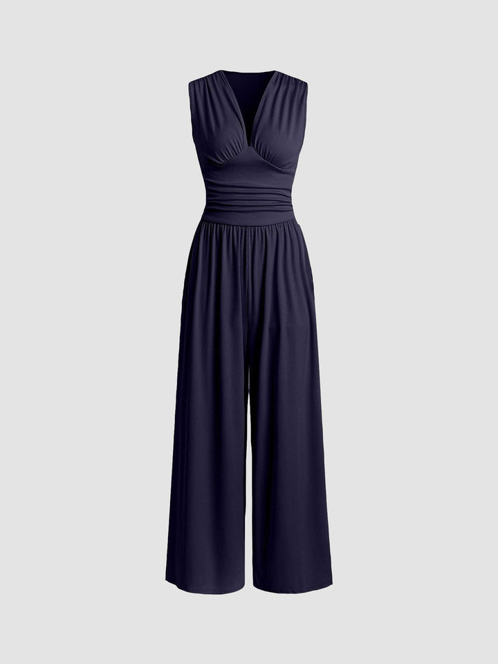 Donna - シックなノースリーブのワイドレッグジャンプスーツ