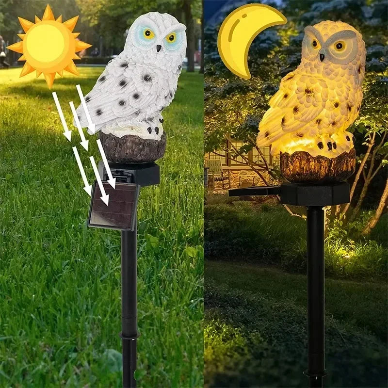 SolarOwl - ソーラー発電式のフクロウ型ガーデンランプ。