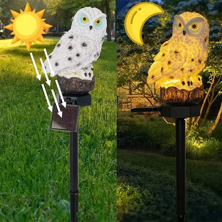 SolarOwl - ソーラー発電式のフクロウ型ガーデンランプ。