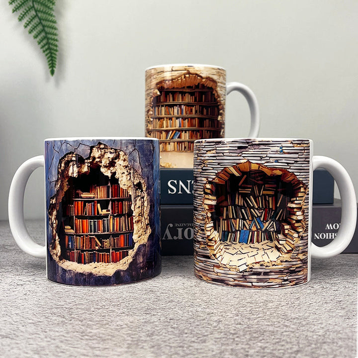 BookBrew -  3D図書館デザインマグカップ