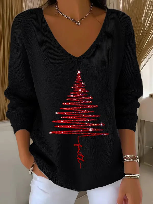 Cailee - クリスマス Vネック Tシャツ
