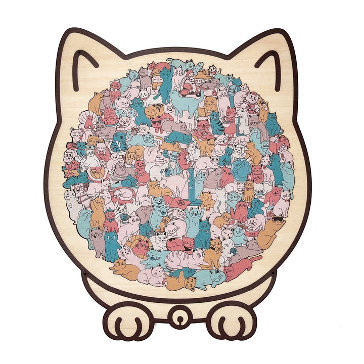 KittyCluster - 135ピース 木製 猫の形 パズル