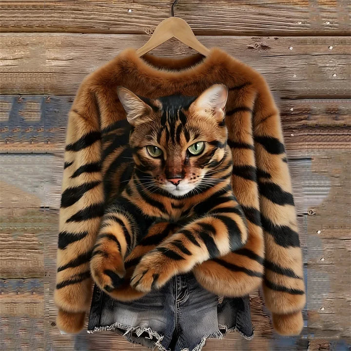Jules - タビー猫とトラ柄の柔らかいぬいぐるみ風スウェットシャツ