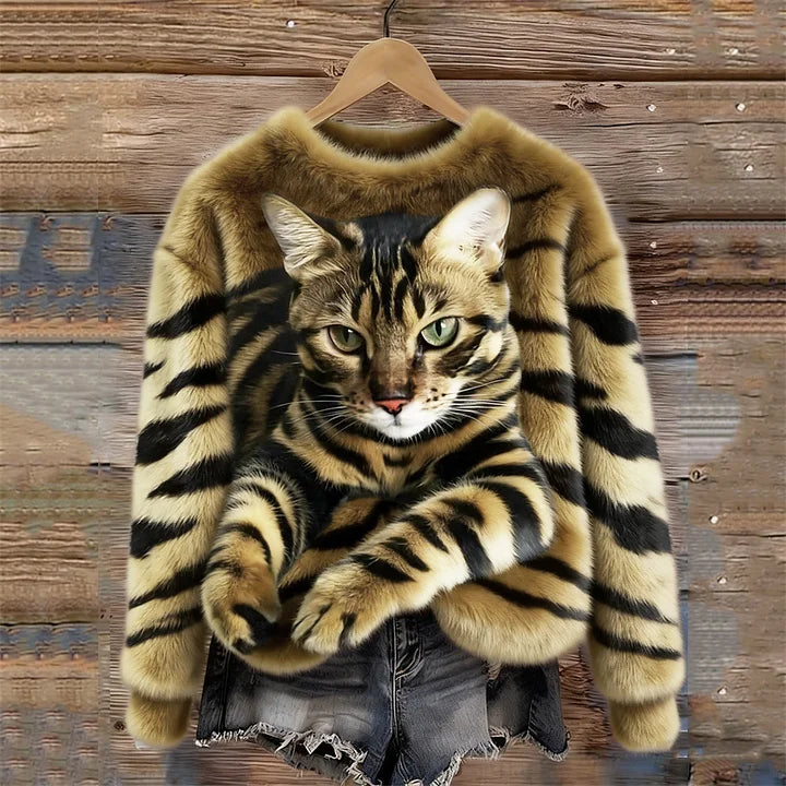 Jules - タビー猫とトラ柄の柔らかいぬいぐるみ風スウェットシャツ