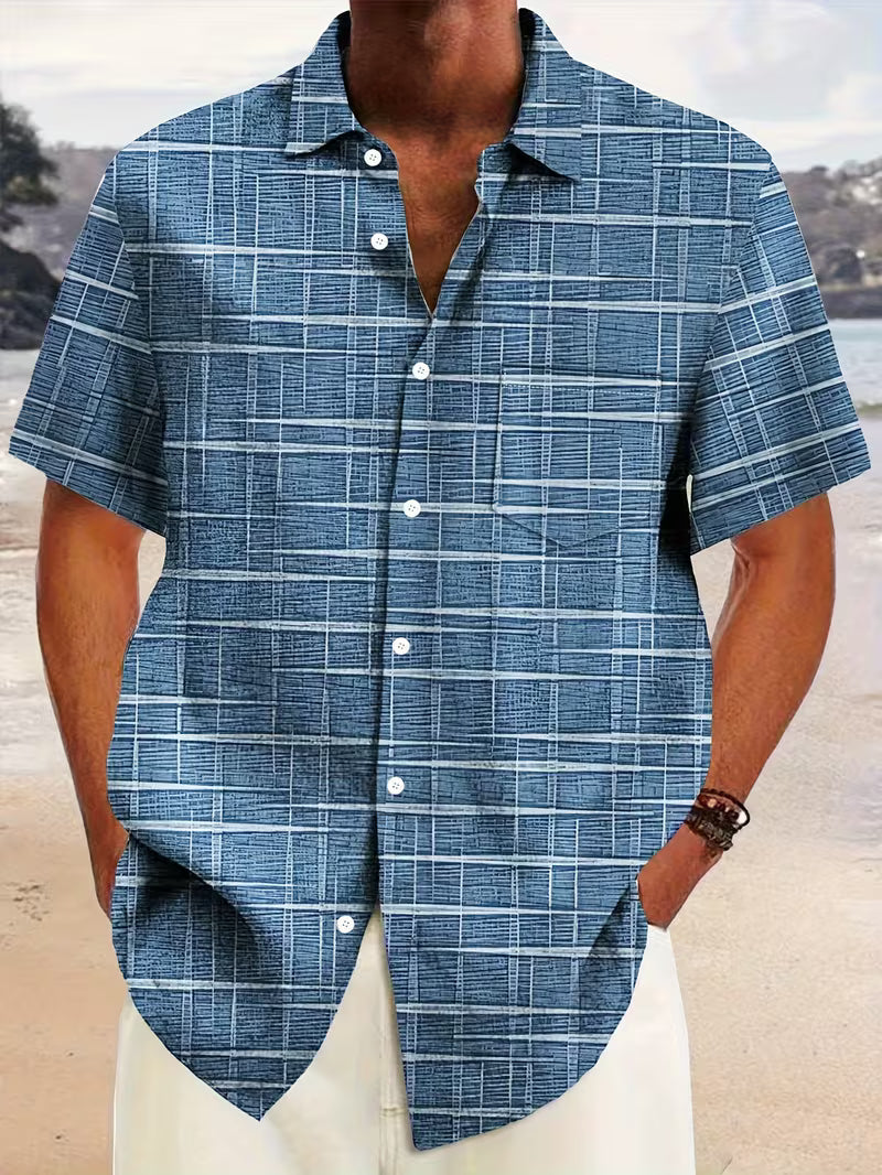 Jerrick - ヴィンテージ風幾何学柄シャツ