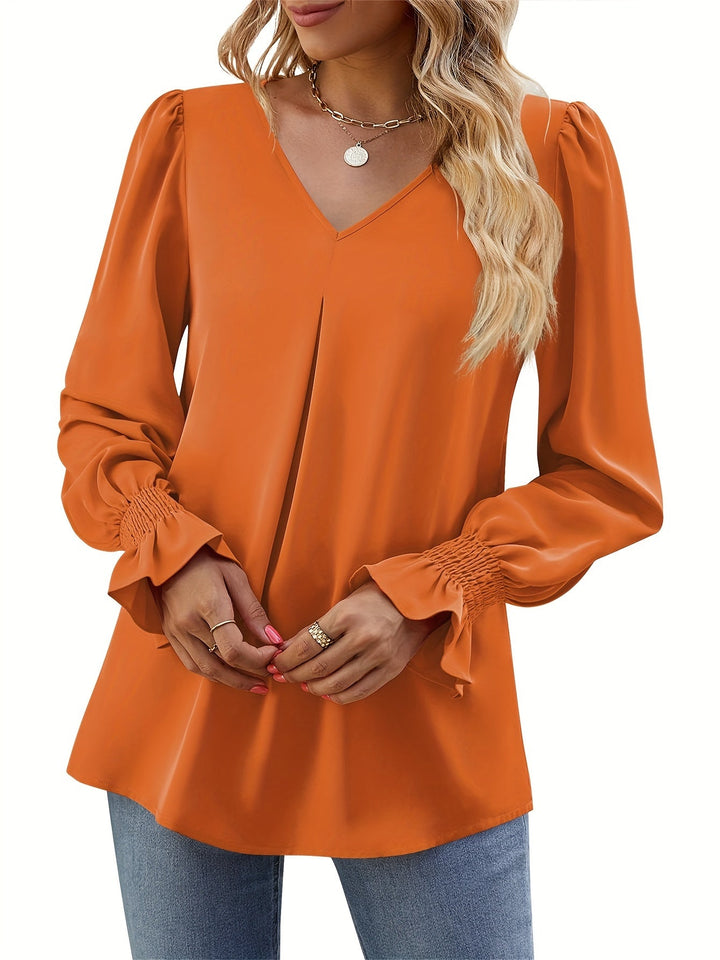 Shugyla - フリル付きの長袖ルーズシャツ