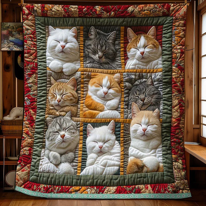 CozyCats -  眠る王室の猫たちがプリントされたブランケット